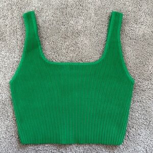 Babaton Green Ribbed Tank Top